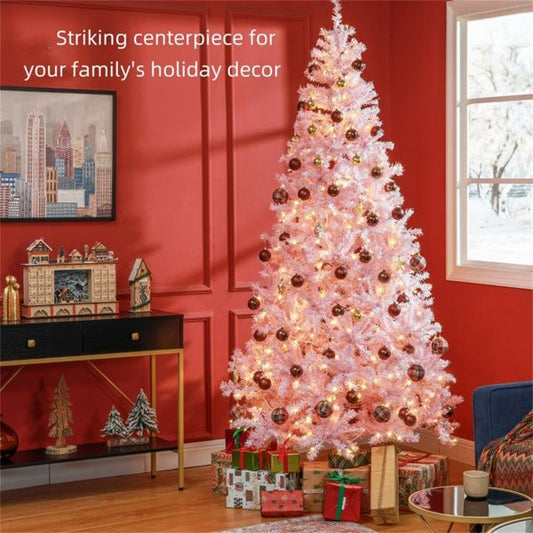 7.5 ft Pre-Lit Pink Christmas Tree – Festive Holiday Decor with 500 LED Lights, Perfect for Indoor Christmas 2024