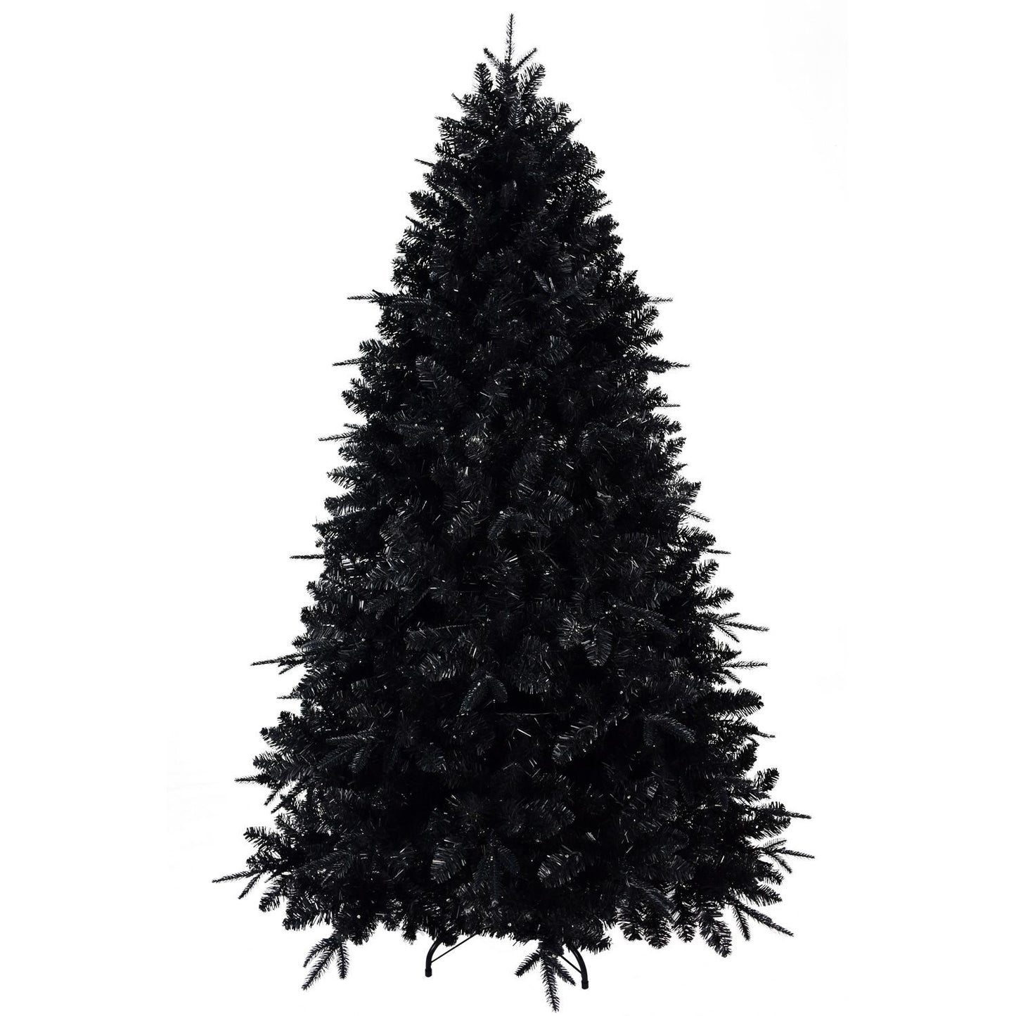 8ft Pre-Lit Black Christmas Tree – Full Artificial Holiday Decoration with 2486 Branch Tips & 600 Lights for Festive Decor 2024