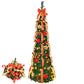 6 FT Pre-Lit Artificial Christmas Tree with Red & Gold Ornaments - Fully Decorated Holiday Decor for Home & Office 2024