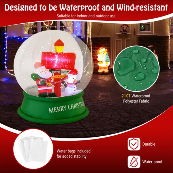 4 Ft Inflatable Christmas Snow Globe – LED Lit Santa & Snowmen, Outdoor Decoration for Holiday 2024