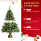 4 ft Pre-Lit Artificial Christmas Tree Set with Wreath, Garland & Entrance Trees - LED Lights for Festive Home Decor 2024