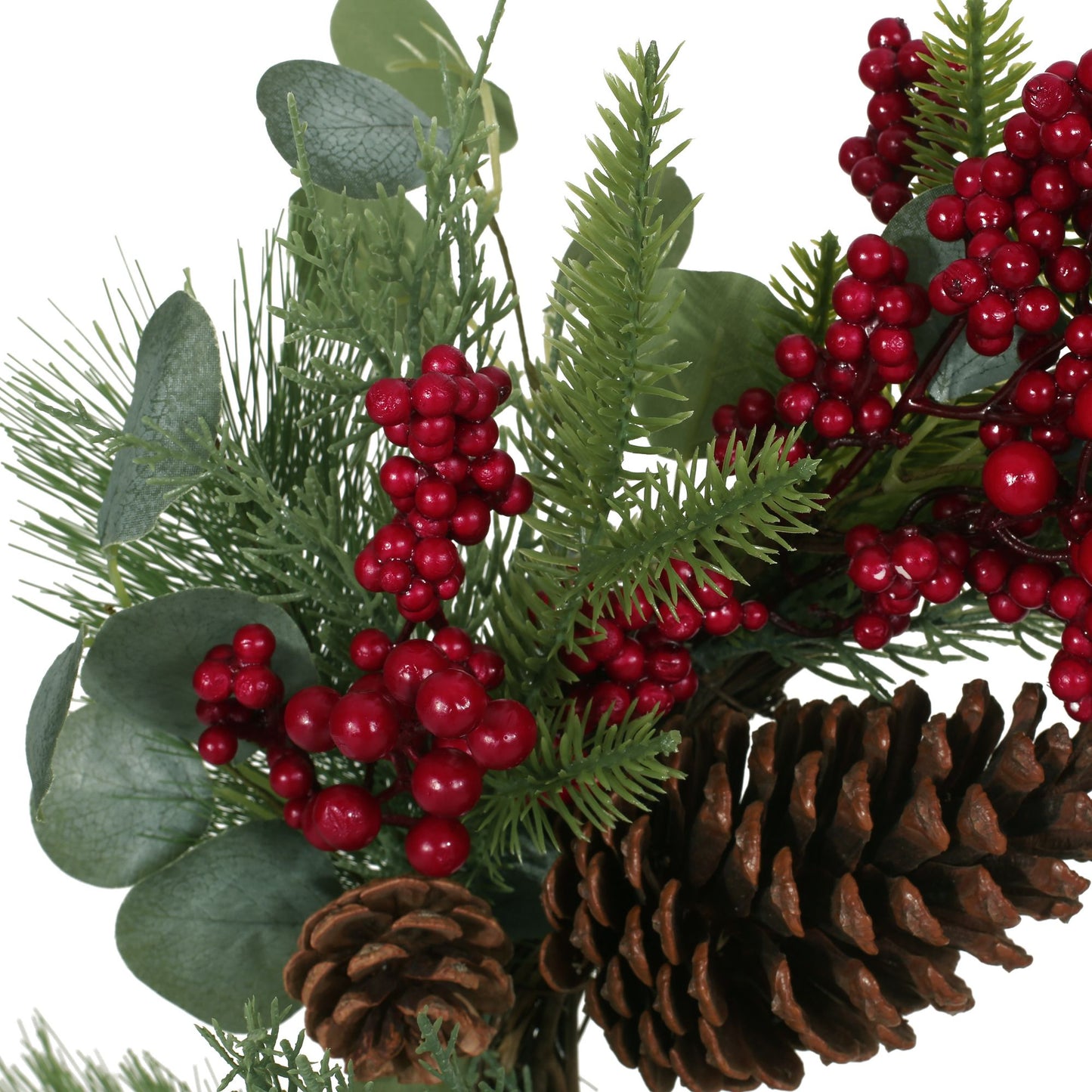 22-inch Eucalyptus & Berry Wreath with Pinecones – Natural Rustic Decor for Front Door, Christmas 2024