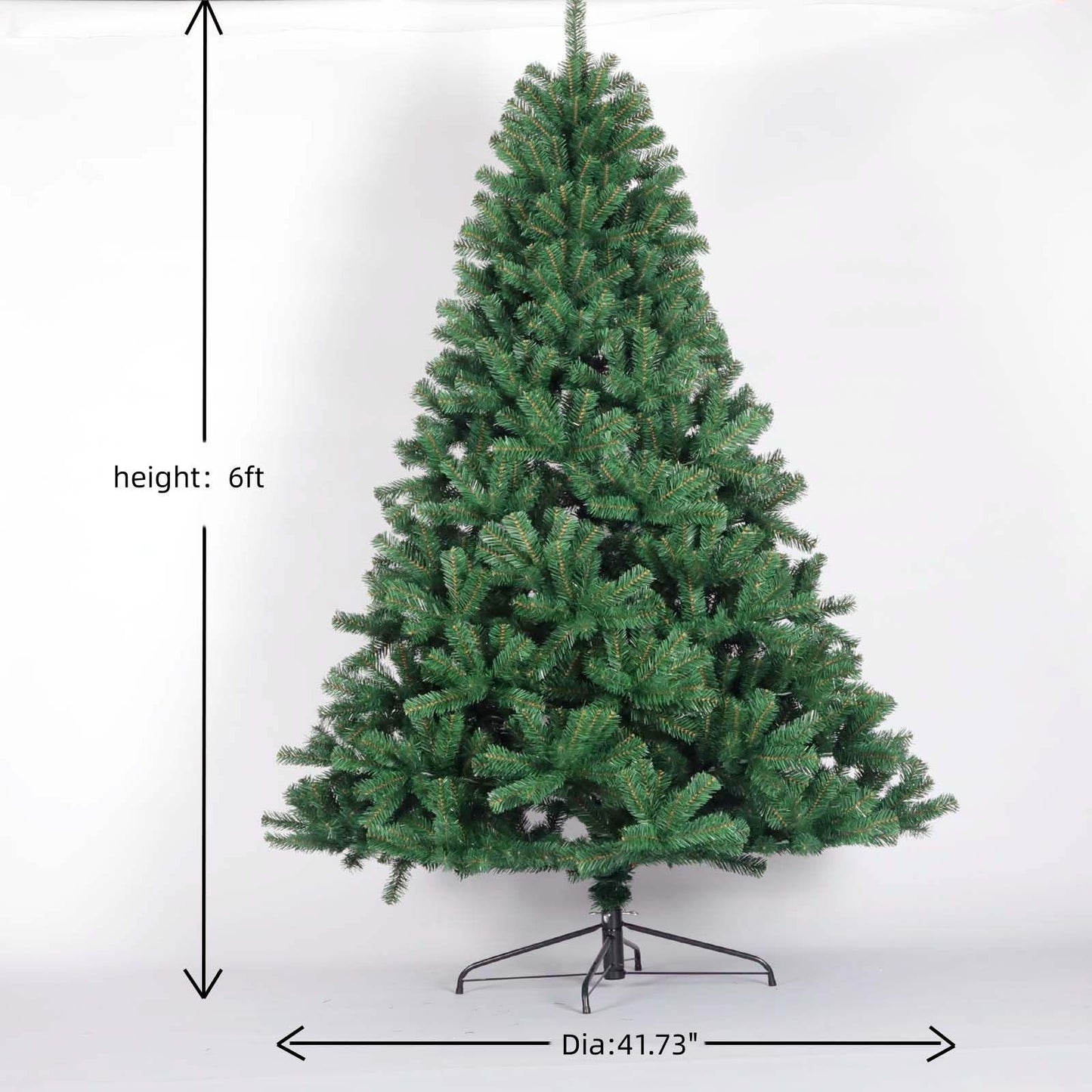 6ft Unlit PVC Spruce Christmas Tree - Full Green Fir with Foldable Metal Stand for Custom Holiday Decor