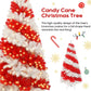 6 ft Candy Cane Christmas Tree – Pre-Lit with 300 LED Lights and 904 Realistic Branches, Festive Holiday Decoration for Home 2024