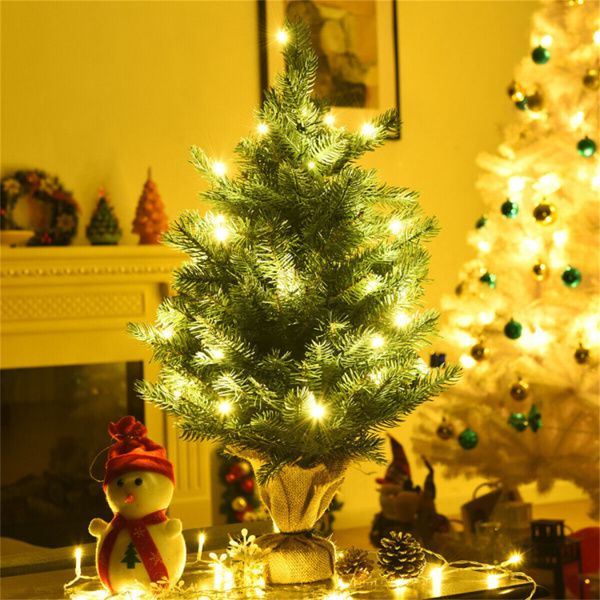 24-Inch Pre-Lit LED Christmas Tree – Mini Tabletop Holiday Decor with Timer Function, Perfect for Home & Office Christmas 2024