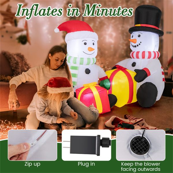 5ft Inflatable Snowman with Gift Boxes – LED Lit Holiday Decor for Outdoor Use, Christmas 2024