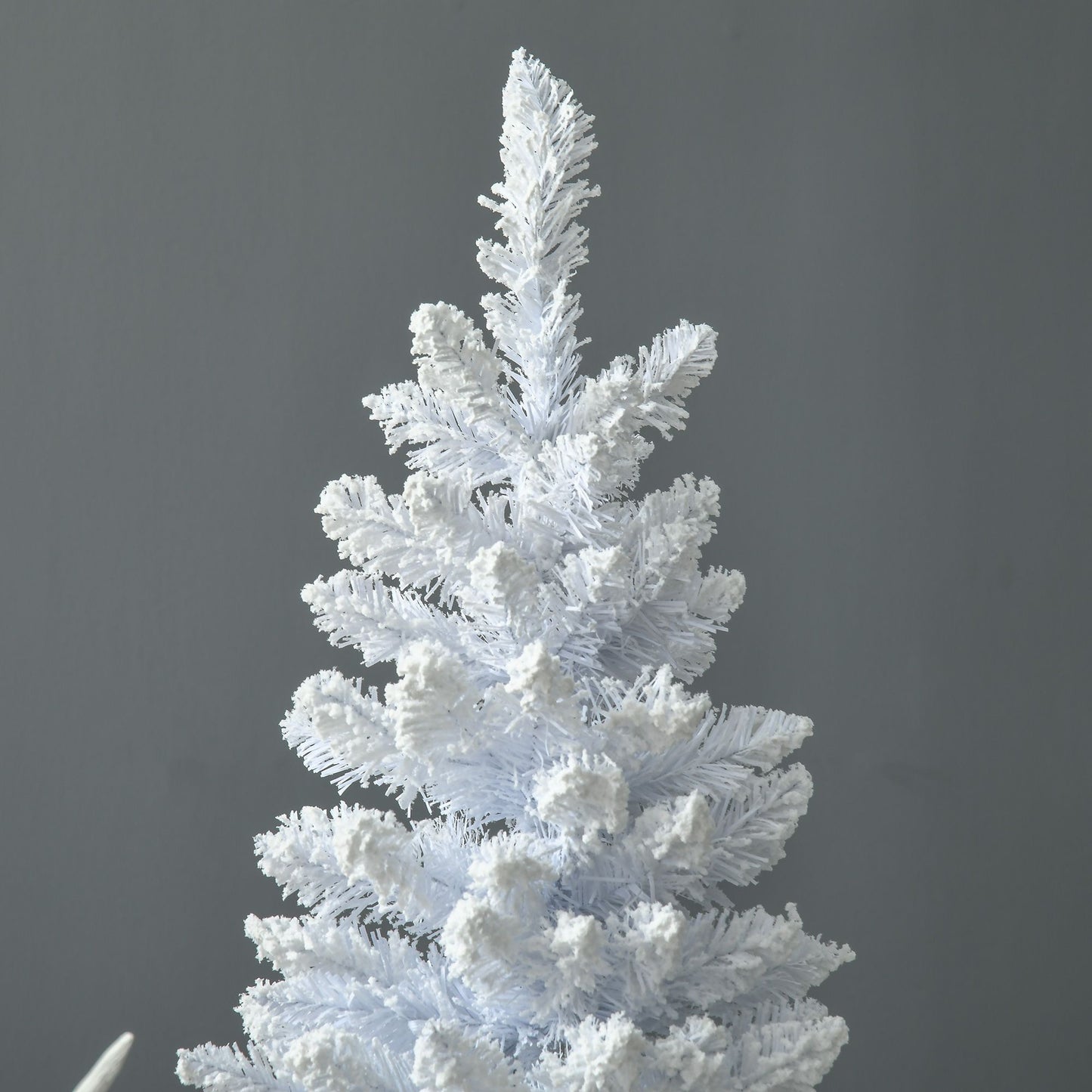 7 ft Slim Snow-Flocked Artificial Christmas Tree - Realistic Indoor Decor with Plastic Base, Perfect for Holiday 2024