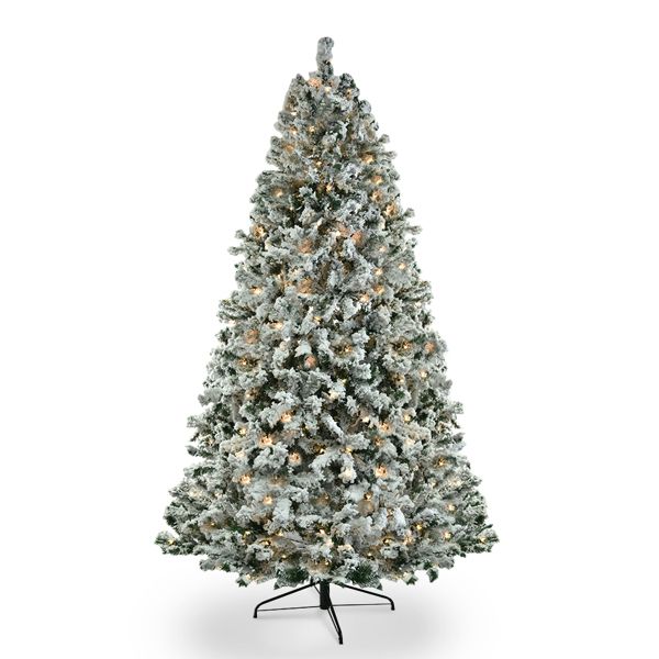 6ft Snow-Flocked Christmas Tree with 1202 Branches and Tied Lights – Perfect Holiday Decor for Christmas 2024