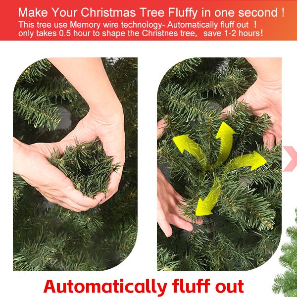 5FT Fluffy Green PVC Memory Wire Christmas Tree – Easy Setup for Festive Holiday Decor 2024