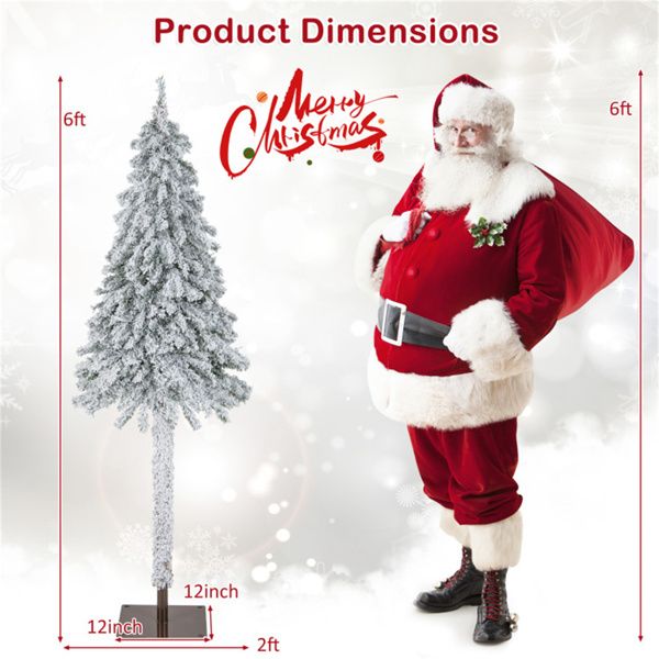 6 ft Pre-Lit Snow-Flocked Christmas Tree – Vibrant Holiday Decor with 175 Warm Lights for Home & Office 2024