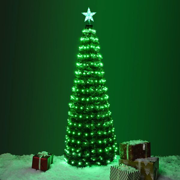 6 ft Pre-Lit Colorful Christmas Tree with RGB LED Lights & Star Finial – Festive Holiday Decor for Home & Office 2024