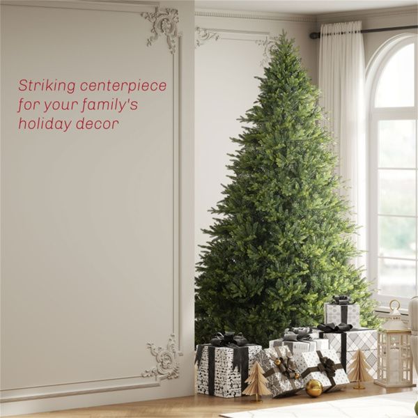 12ft Realistic Green Christmas Tree – Hinged Design with 8410 Tips, Perfect Indoor Holiday Decor for Christmas 2024