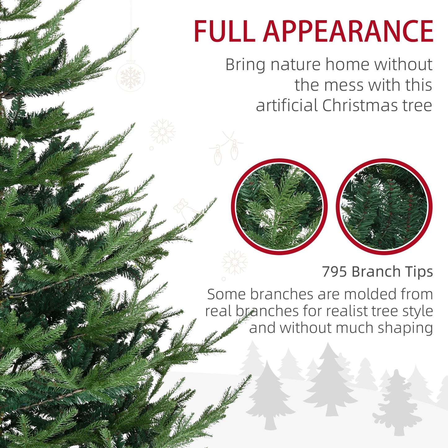 6 ft Realistic Artificial Christmas Tree – Hinged Pine Design with 795 Branches, Easy Assembly for Holiday Decor 2024