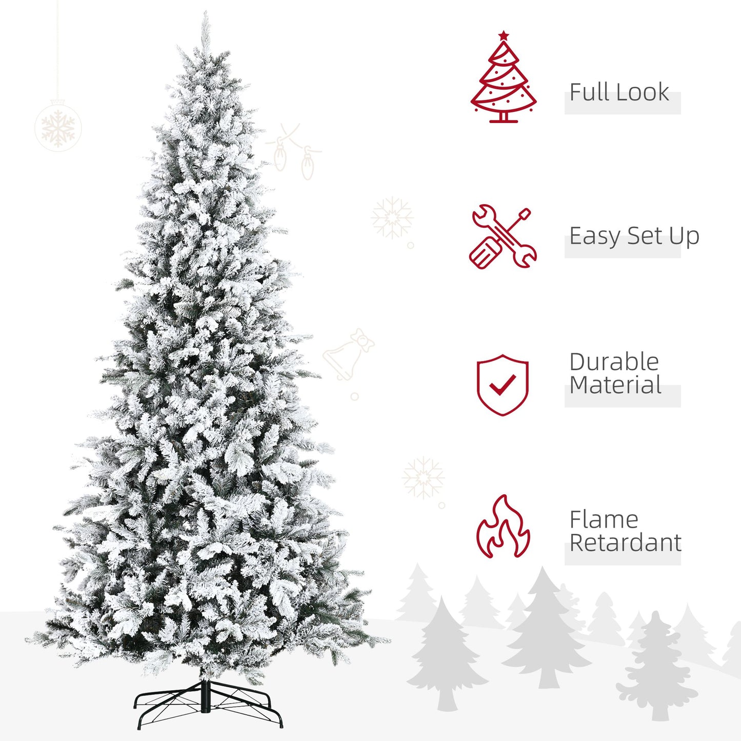 9 ft Snow-Flocked Pine Christmas Tree with 616 Realistic Cedar Branches – Auto Open Holiday Decor for Home 2024