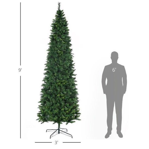 9 ft Slim Pencil Christmas Tree – Realistic Green Holiday Decor for Small Spaces, Perfect for Christmas 2024