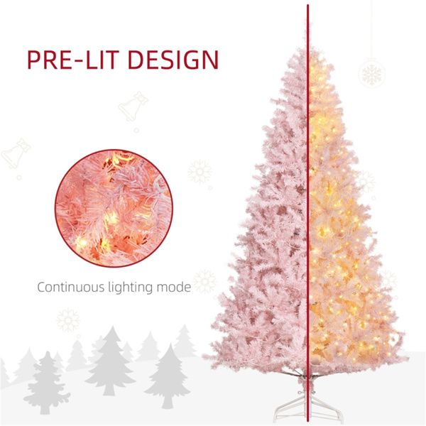 7.5 ft Pre-Lit Pink Christmas Tree – Festive Holiday Decor with 500 LED Lights, Perfect for Indoor Christmas 2024