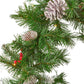 Set of 2 Frosted Christmas Garlands with Pine Cones, Red Berries, and 50 LED Lights with Timer - Battery Operated, 200 Tips