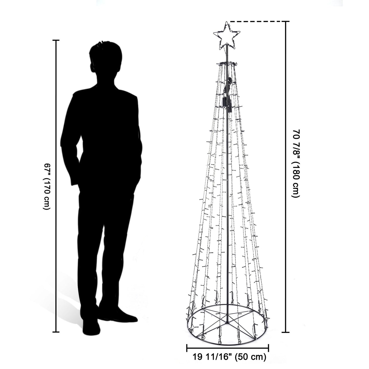 5 ft Lighted Cone Christmas Tree with 240 LED Lights & Bluetooth Control for Holiday Decor 2024