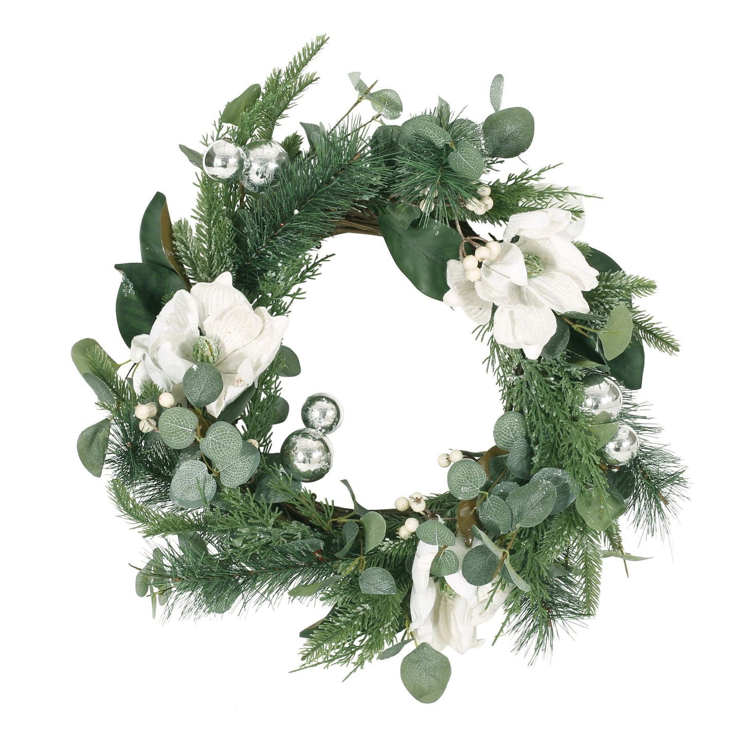 21.75-inch Magnolia Leaves Wreath – Lush Greenery for Front Door, Holiday Decor 2024