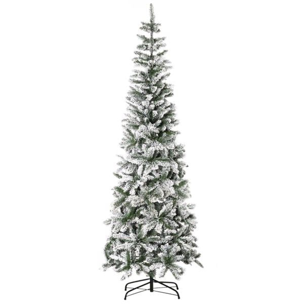 7.5 ft Snow-Flocked Artificial Pencil Christmas Tree – Realistic Indoor Holiday Decor for Christmas 2024