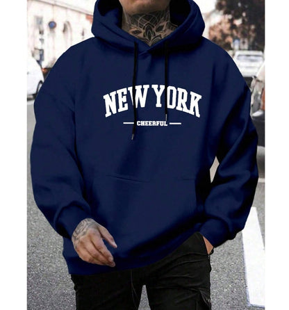Oversized Casual Mens Hoodie - Pullover Polyester, Urban