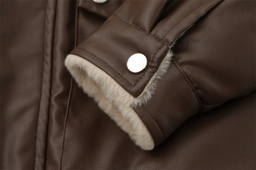 Chaqueta cálida para hombre – inspirada en motos, holgada, de cuero PU, para otoño e invierno, ropa urbana