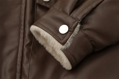 Chaqueta cálida para hombre – inspirada en motos, holgada, de cuero PU, para otoño e invierno, ropa urbana