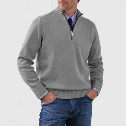 Blød herresweater med ståkrave - slim fit, akryl