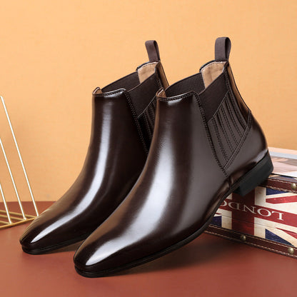 Supportive Men's Chelsea Boots - Pointed Toe, PU Leather