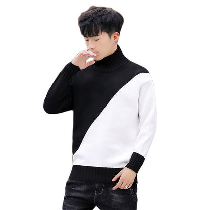 Warm Men Turtleneck Sweater - Relaxed Knit, Poly Winter