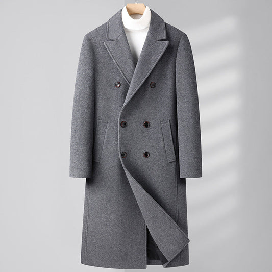 Warm Structured Overknee Wool Coat - Double Breasted, Winter