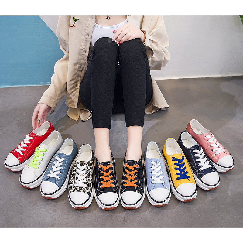 Breathable women's canvas sneakers – platform, canvas, casual everyday walking and errands