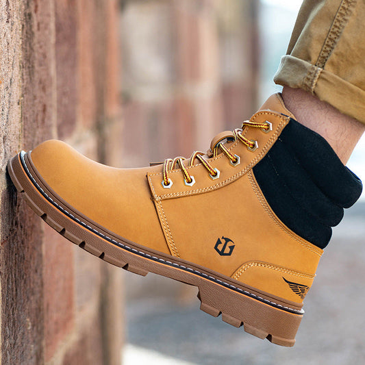Slip-Resistant Men’s Work Boots - High-Top PU Leather Work