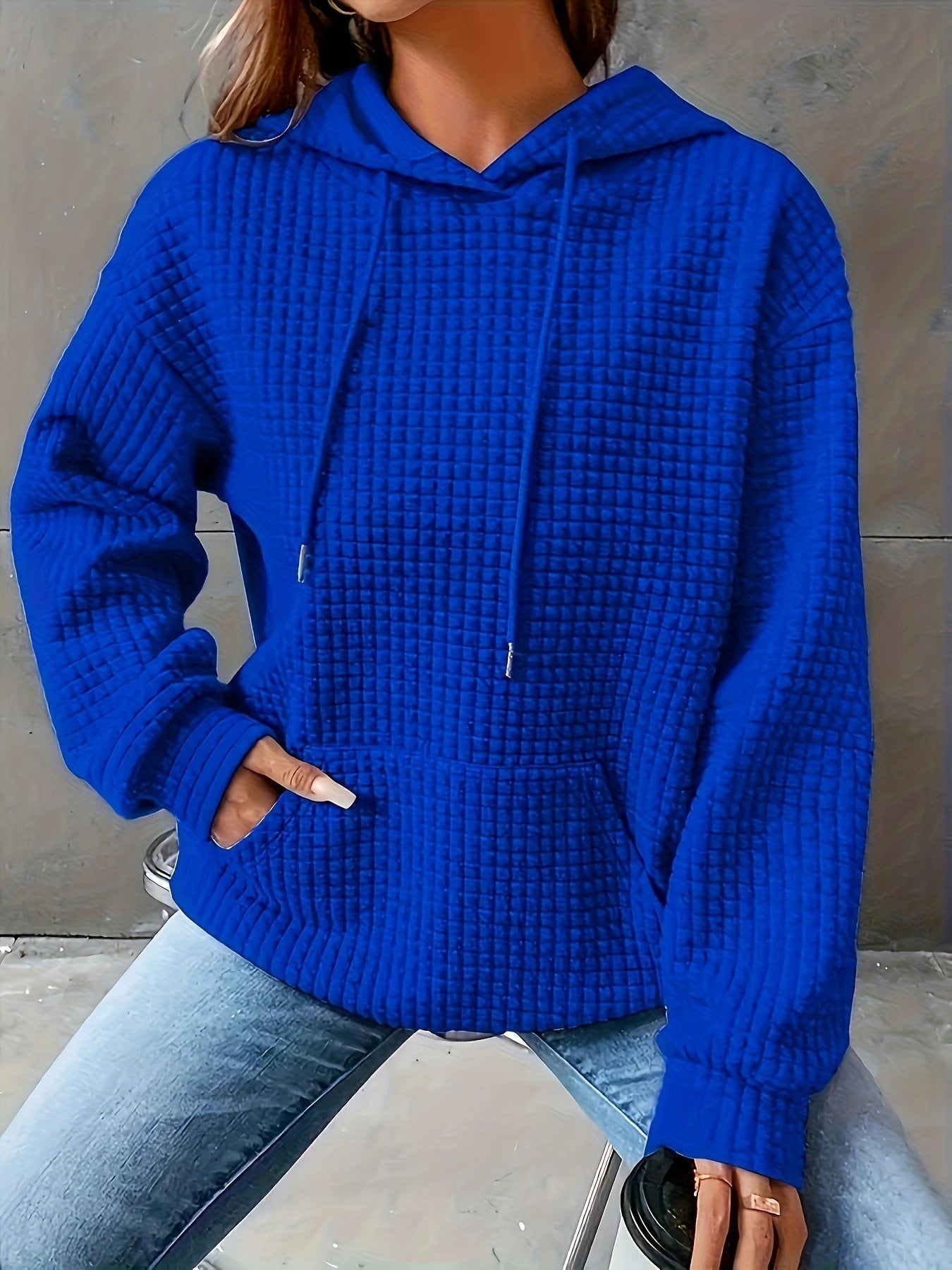 Soft Cozy Women’s Hoodie Sweater - Waffle Knit Layering