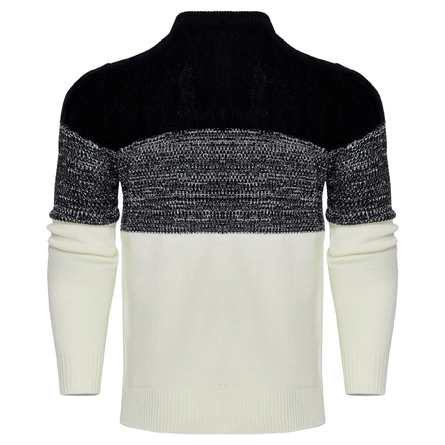 Varm herrepullover - Colorblock kabelstrik til efteråret