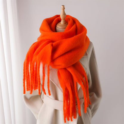 Soft Women’s Scarf - Oversized Fringed Cashmere For Winter