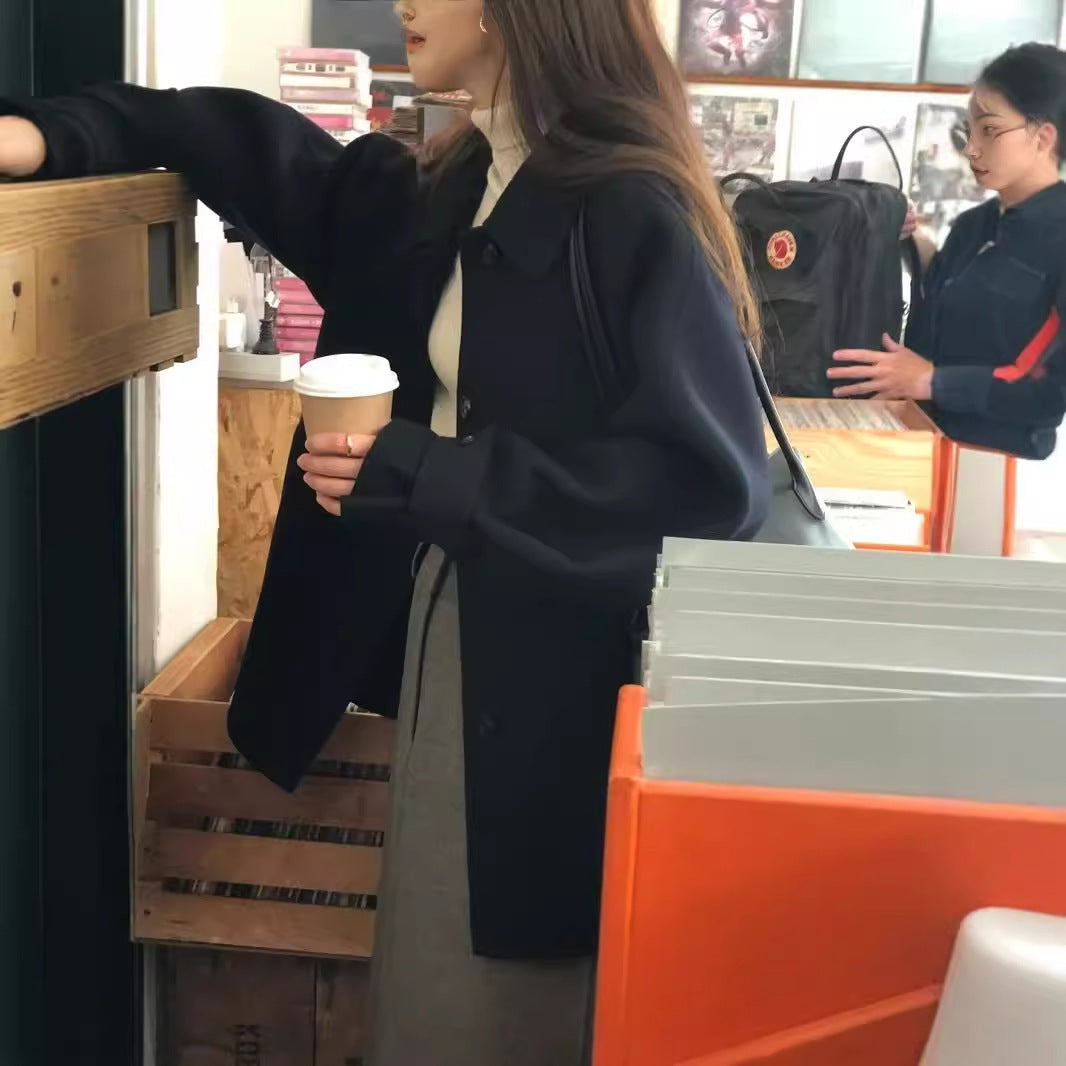 Warm Classic Women Wool Coat - Midlength A Line For Winter