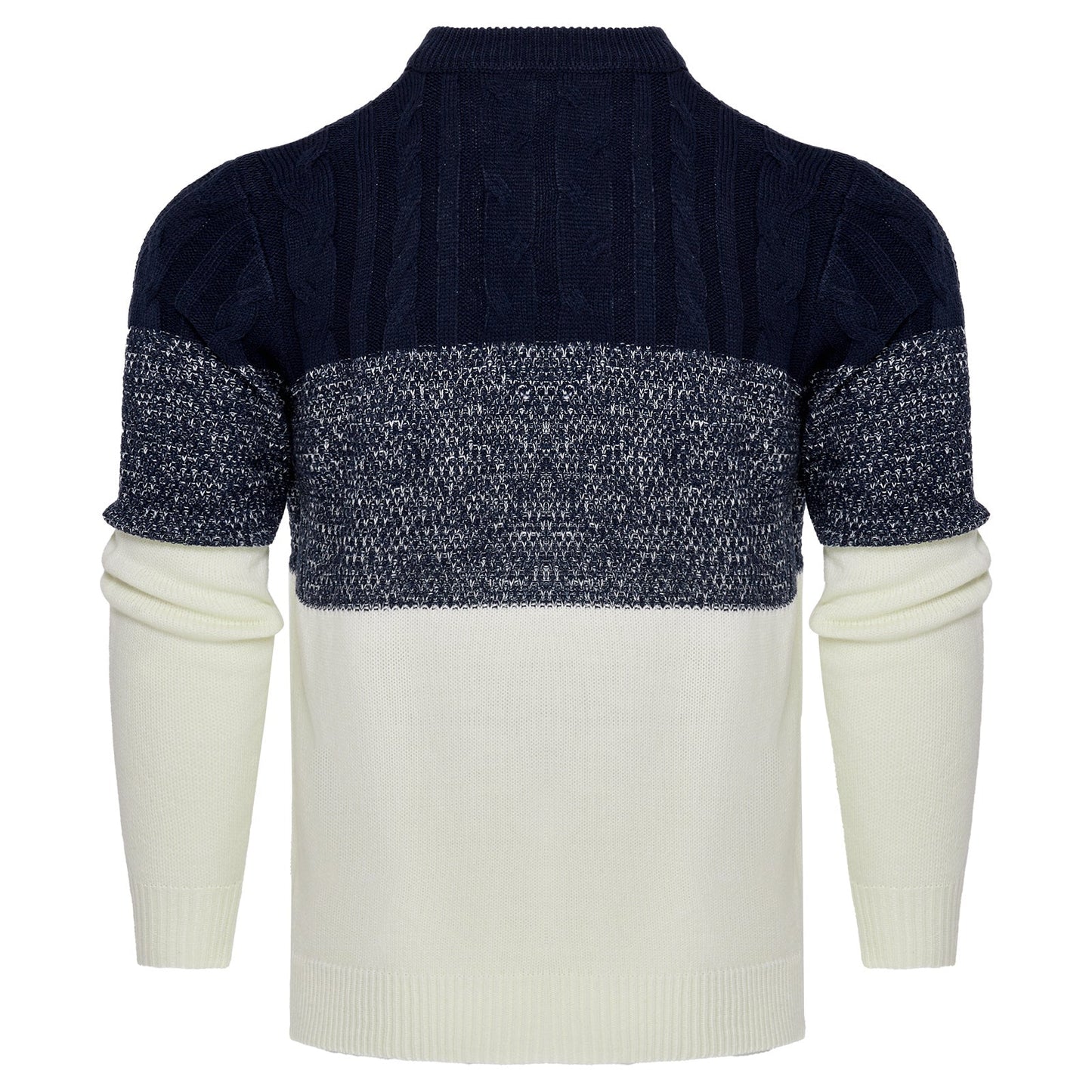 Varm herrepullover - Colorblock kabelstrik til efteråret
