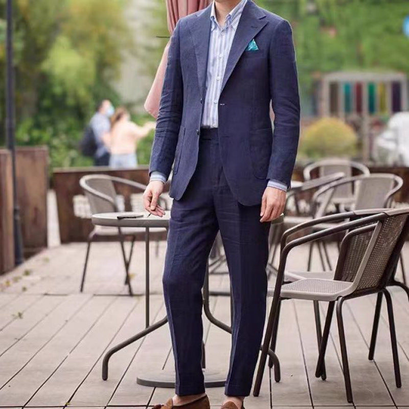 Breathable Men's Blazer – Slim-Fit Neapolitan Casual, Cotton Blend, Everyday Wear