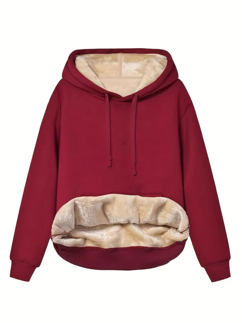 Warmer Gemütlicher Damen Kapuzenpullover - Locker Gefüttert mit Sherpa