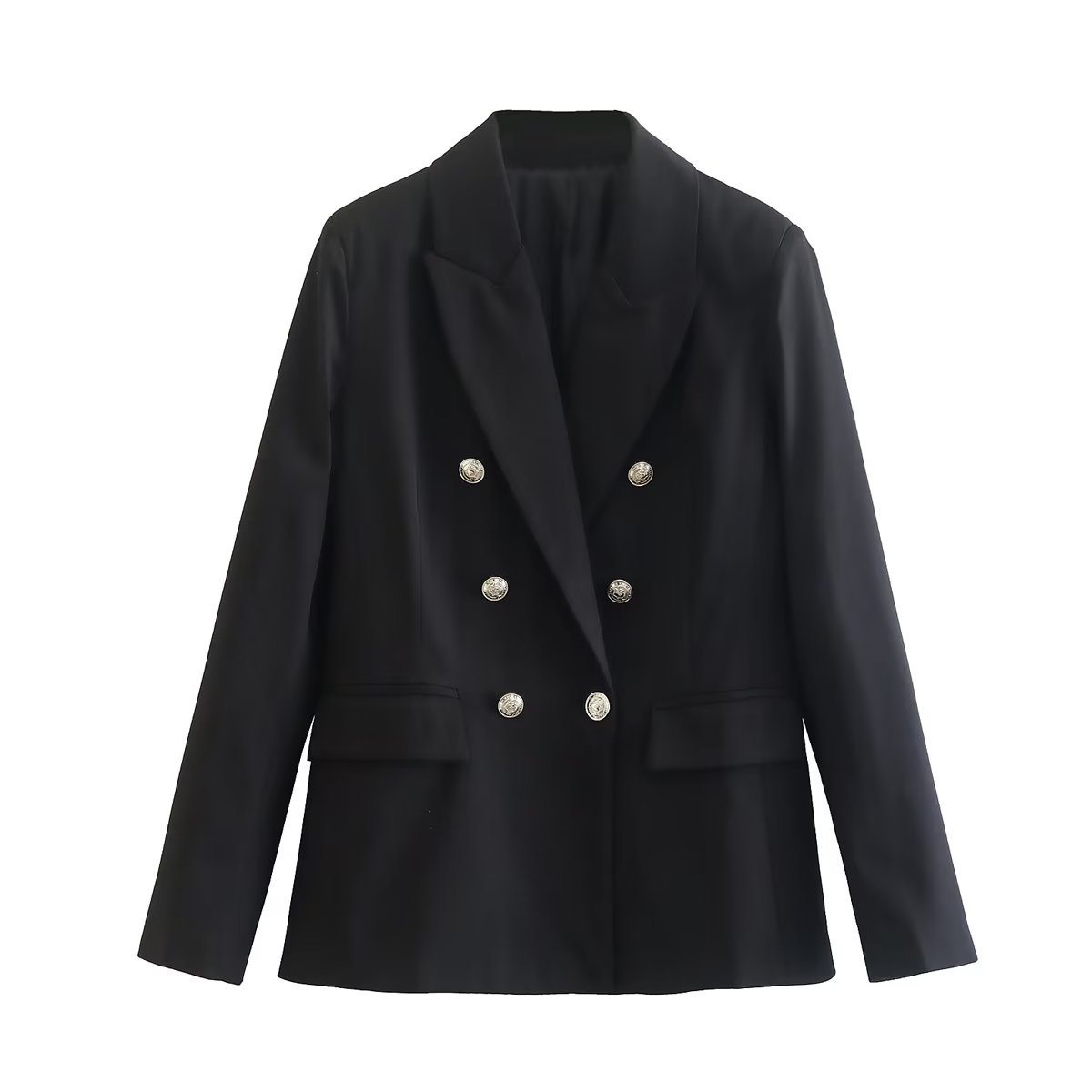 Fitted women's blazer - double-breasted, polished silhouette, polyester, autumn office wear