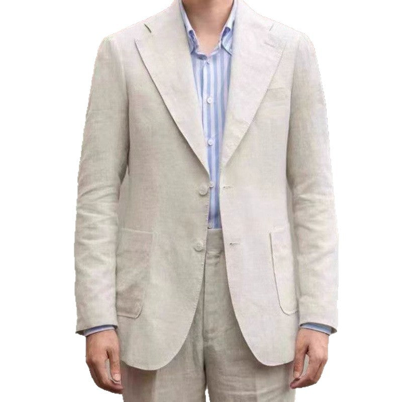 Breathable Men's Blazer – Slim-Fit Neapolitan Casual, Cotton Blend, Everyday Wear