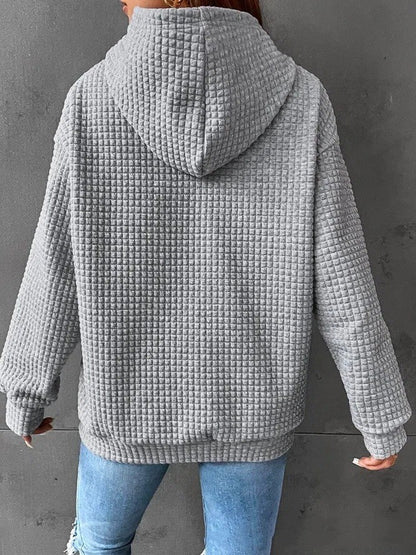 Soft Cozy Women’s Hoodie Sweater - Waffle Knit Layering