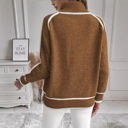 Warm Women Highneck Sweater - Raglan Cut Poly Knit Winter