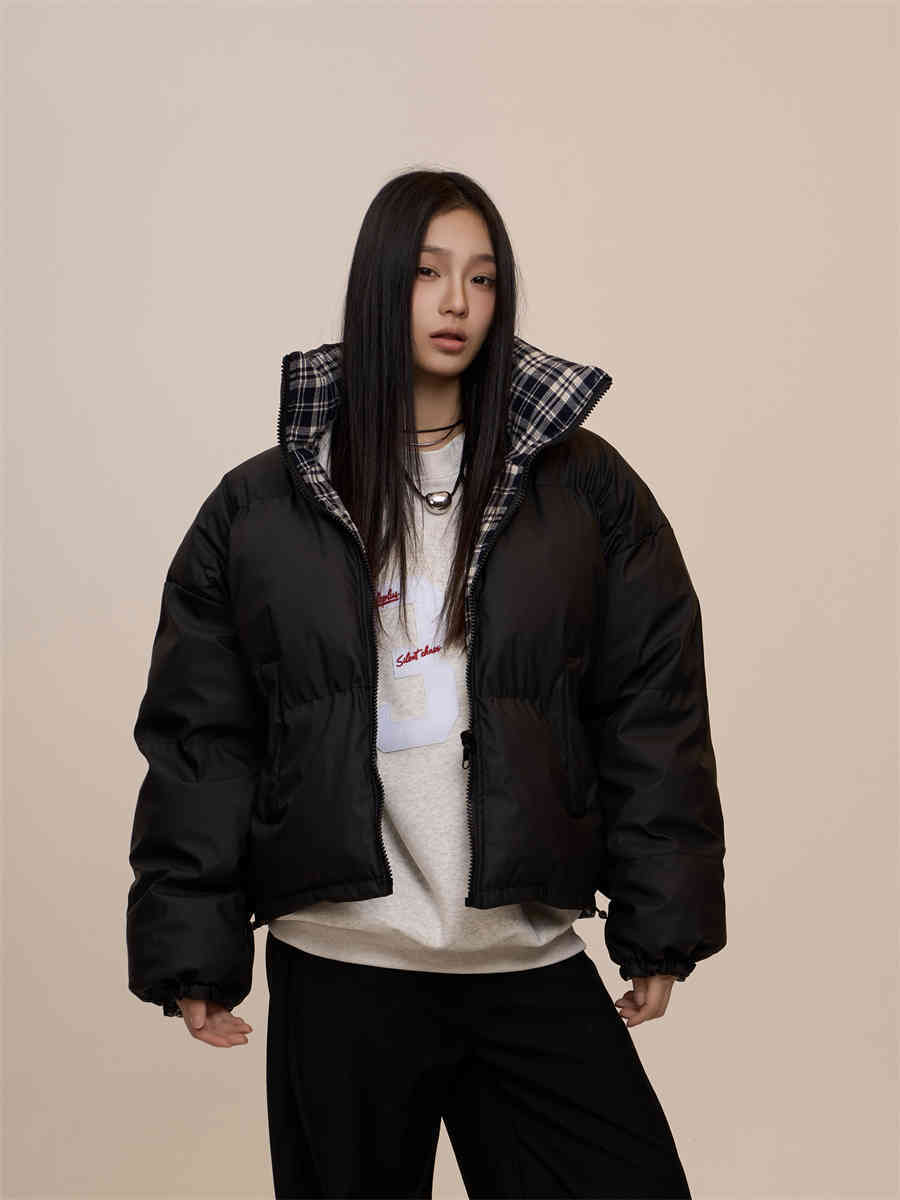 Warm Women's Puffer Jacket - Boxy Cropped, Cotton, Winter