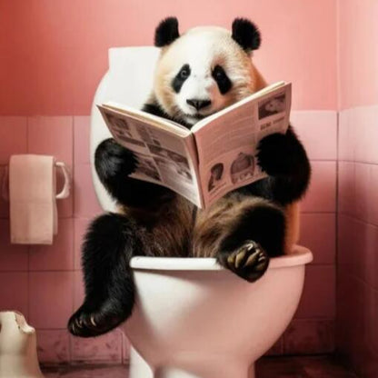 Dier Aap Panda Toilet Schilderij Kunst DIY Borduren
