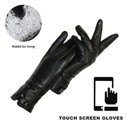 Warm Womens Leather Gloves - Tailored, Rabbit Lined