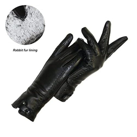 Warm Womens Leather Gloves - Tailored, Rabbit Lined