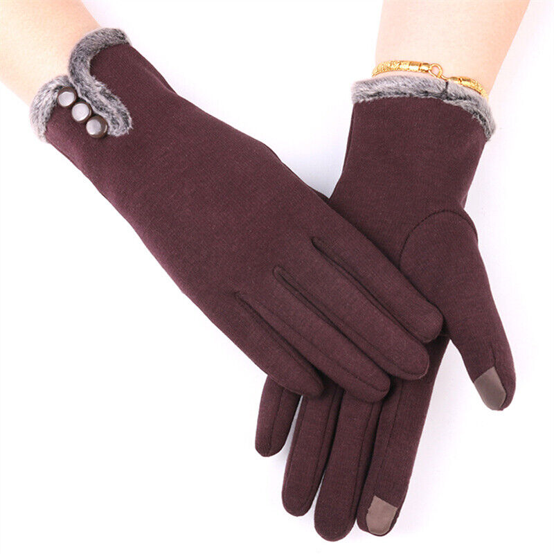 Insulating Women’s Gloves - Fitted Faux Fur Cuff, Cashmere