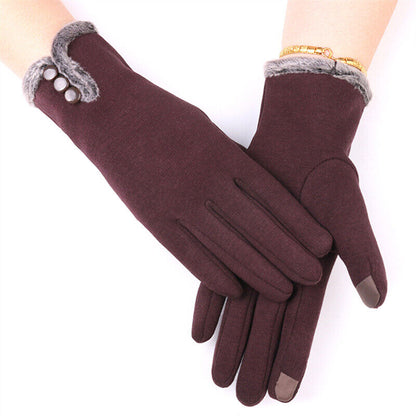 Insulating Women’s Gloves - Fitted Faux Fur Cuff, Cashmere